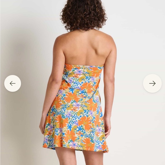 Toad&Co. Plumeria Halter Dress in Barley Floral Print Women’s Size Medium - Picture 3 of 7